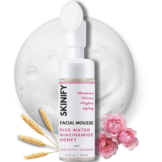 Rice Water Bright Facial Foam Cleanser Collagen-Infused w/Exfoliator