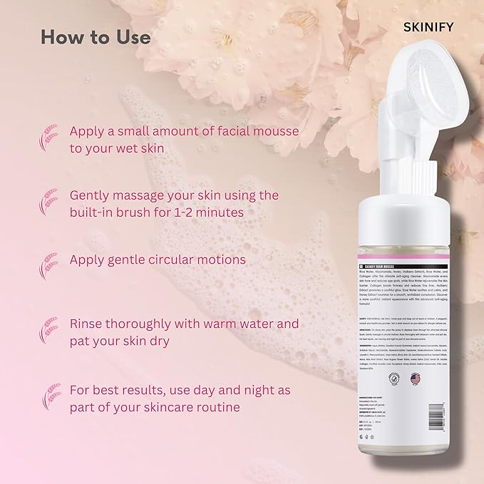 Rice Water Bright Facial Foam Cleanser Collagen-Infused w/Exfoliator