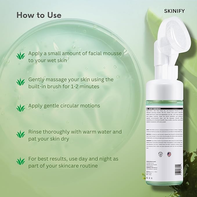 Glass-Skin Snail Mucin Facial Foam Cleanser w/Exfoliator