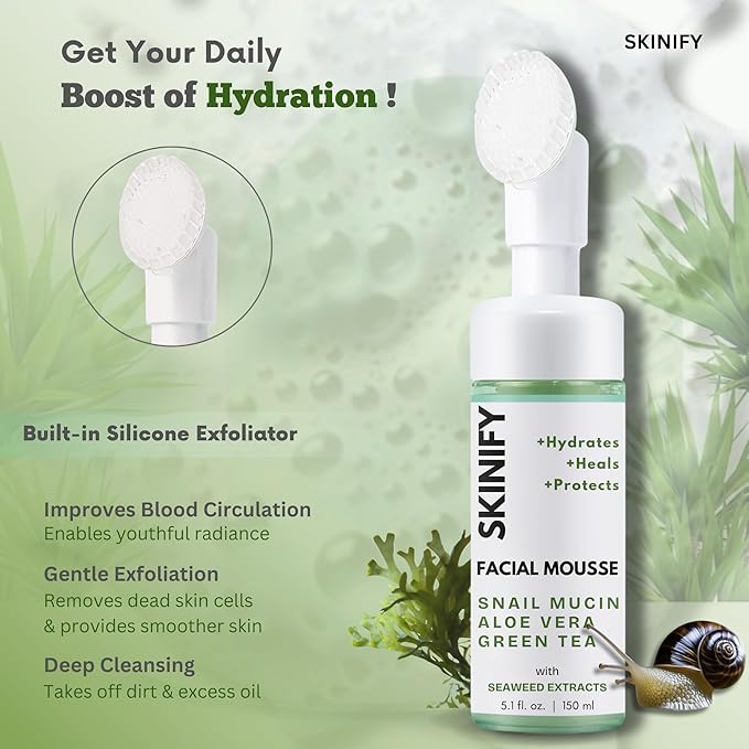 Glass-Skin Snail Mucin Facial Foam Cleanser w/Exfoliator